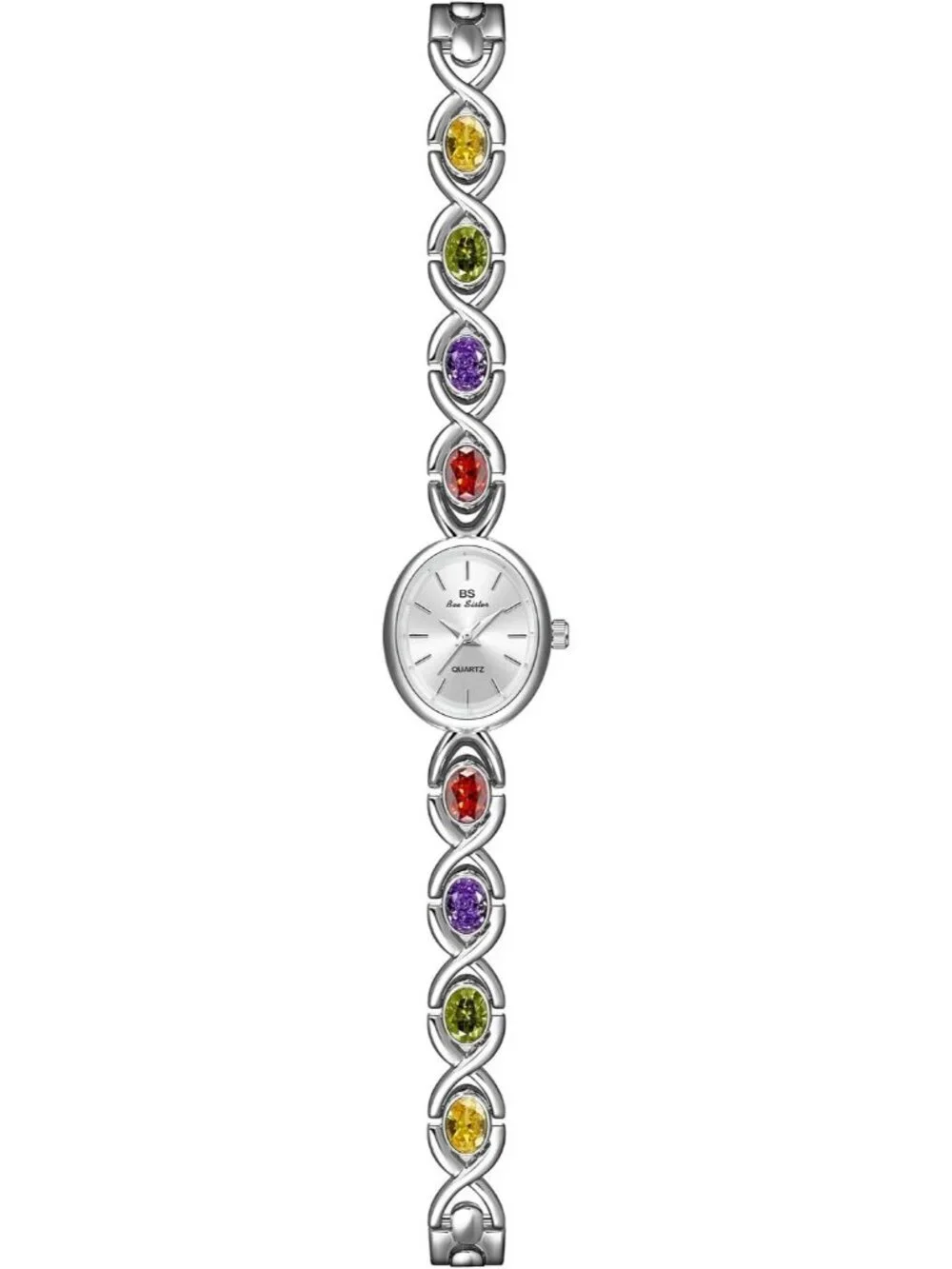 Womens Silver Analog Quartz Waterproof Oval Dainty Vintage Bracelet Luxury Watch